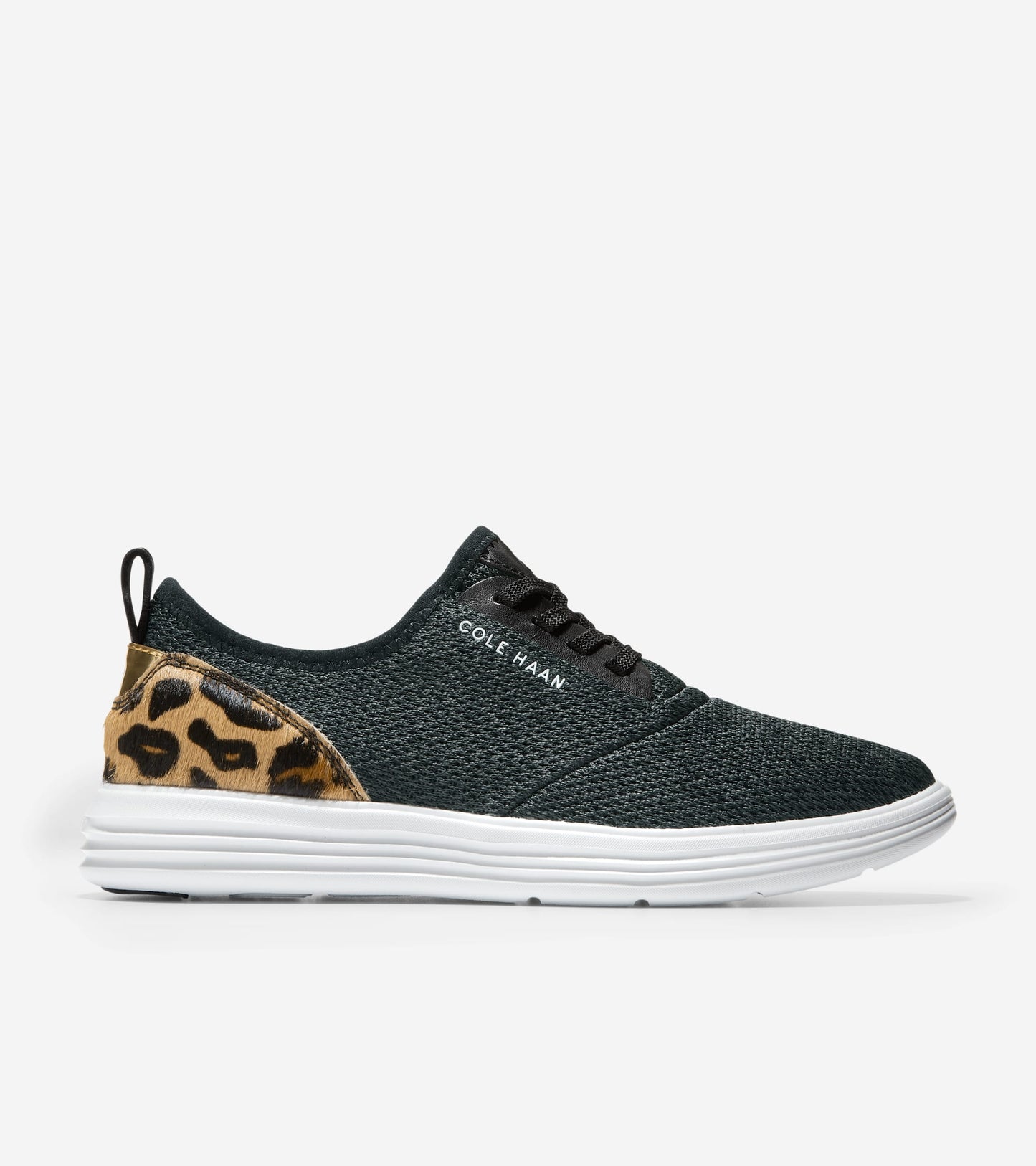 W23314:BLACK KNIT / MOD LEOPARD PRINTED LEATHER / CH GOLD / OPTIC WHITE MIDSOLE