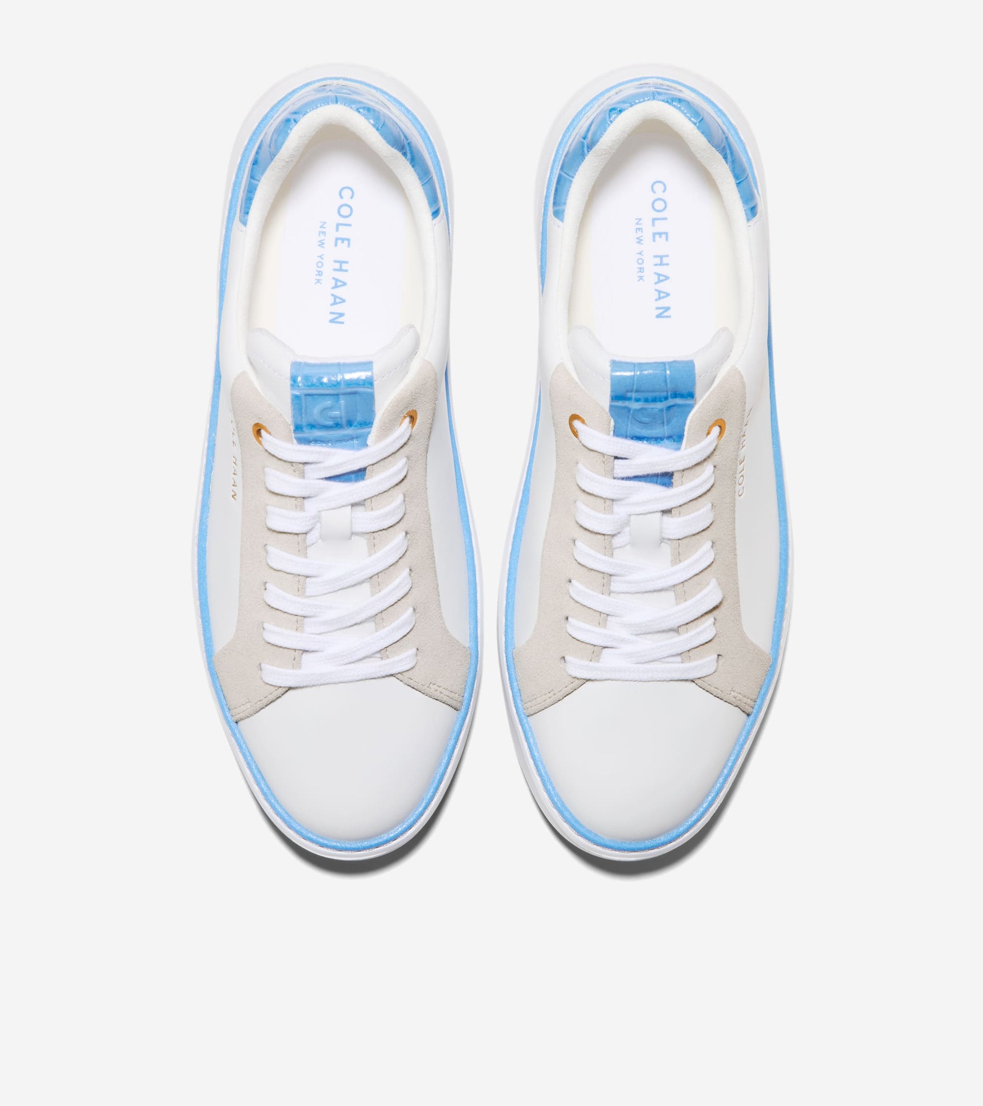 W36232:WHITE LEATHER / AZURE BLUE CROC PRINT LTHR
