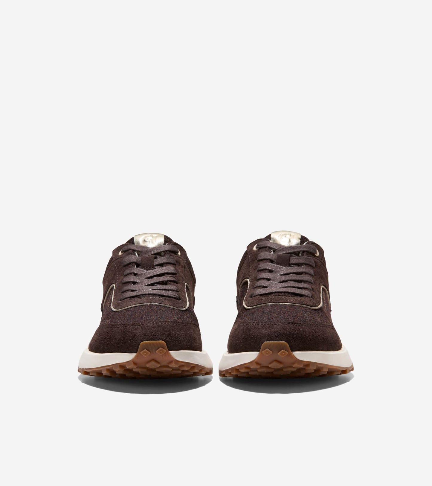 W34884:CH DK CHOCOLATE SUEDE/WOOL/SOFT GOLD/WHITE